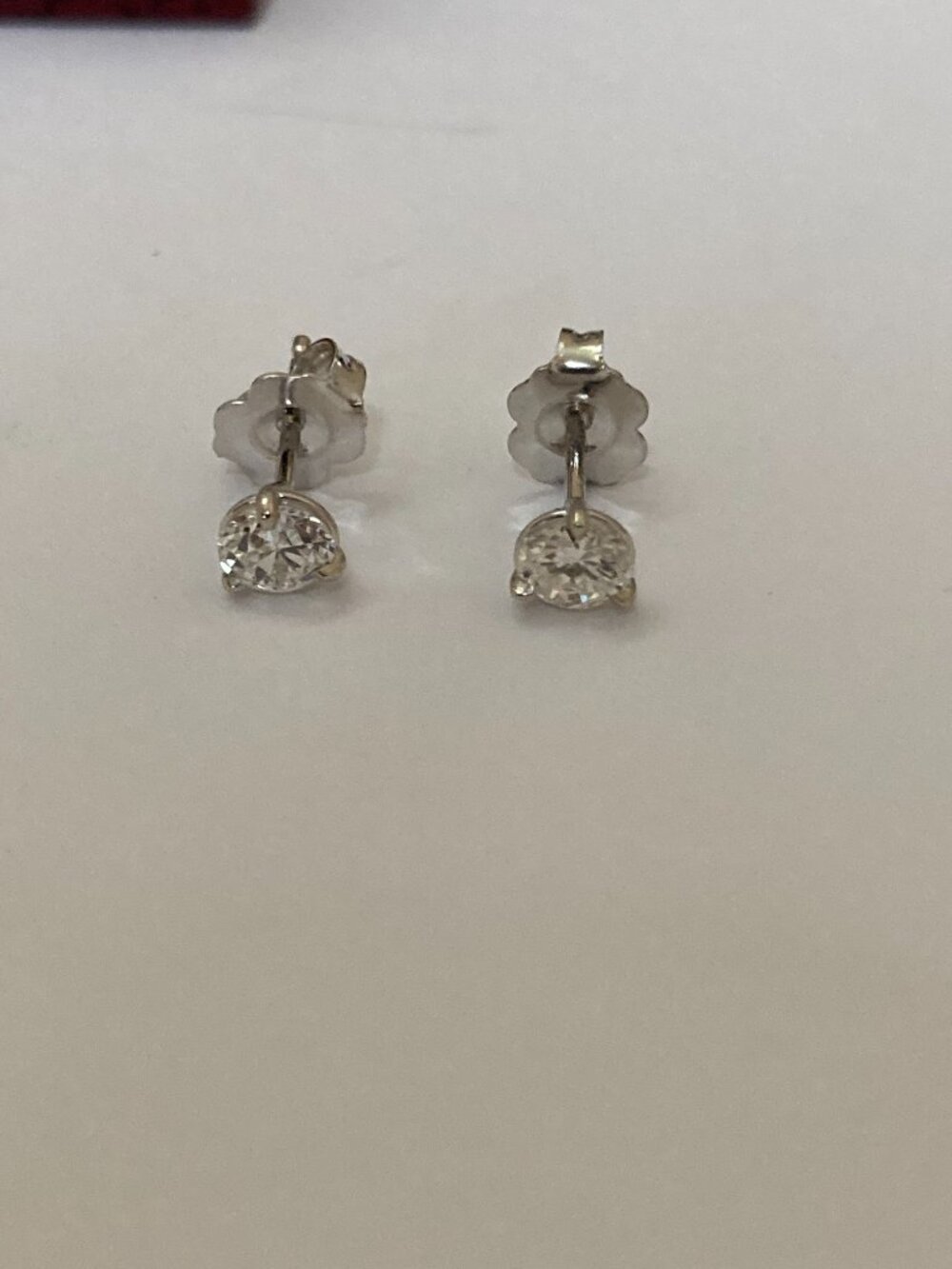14K White Gold Diamond Stud Earrings Martini Settting .50 CTW Natural - Picture 7 of 7